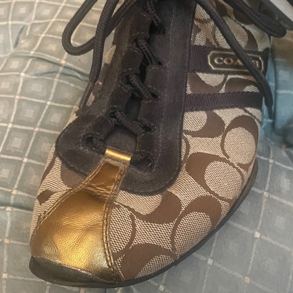 Coach Brown and Gold Women's Sneakers - Picture 4 of 12